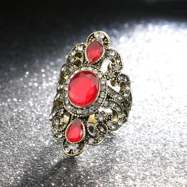Anillo Étnico Piedra roja