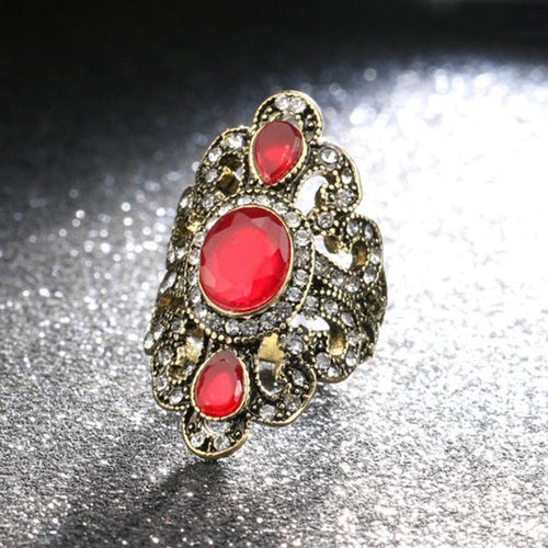Anillo Étnico Piedra roja