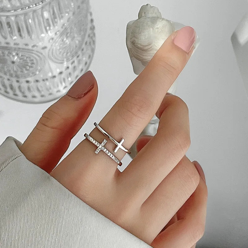 Anillo Mujer Cruz Anillo Cristiano plata