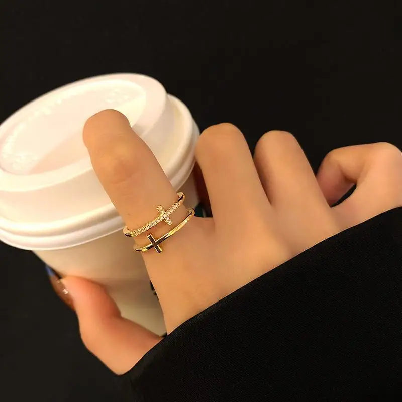 Anillo Mujer Cruz Anillo Cristiano oro