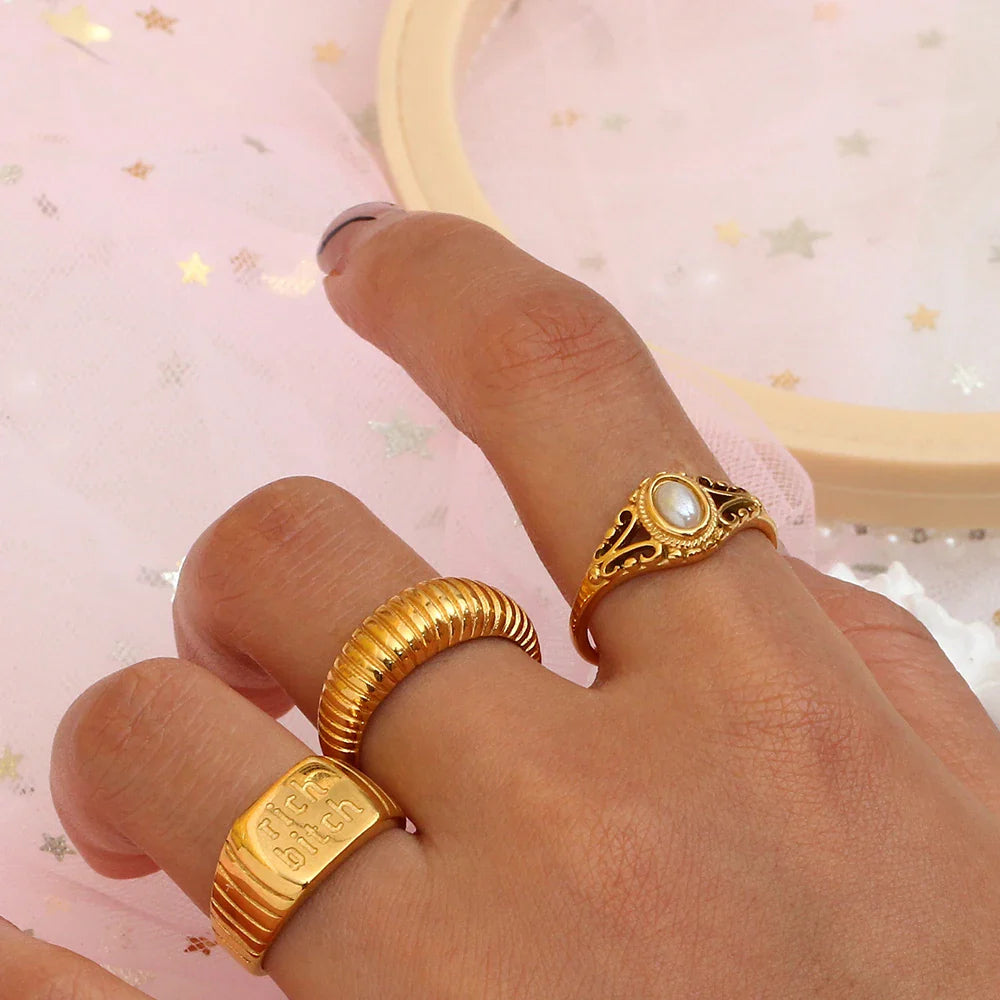 Anillo de Mujer de Estilo Vintage con Perla
