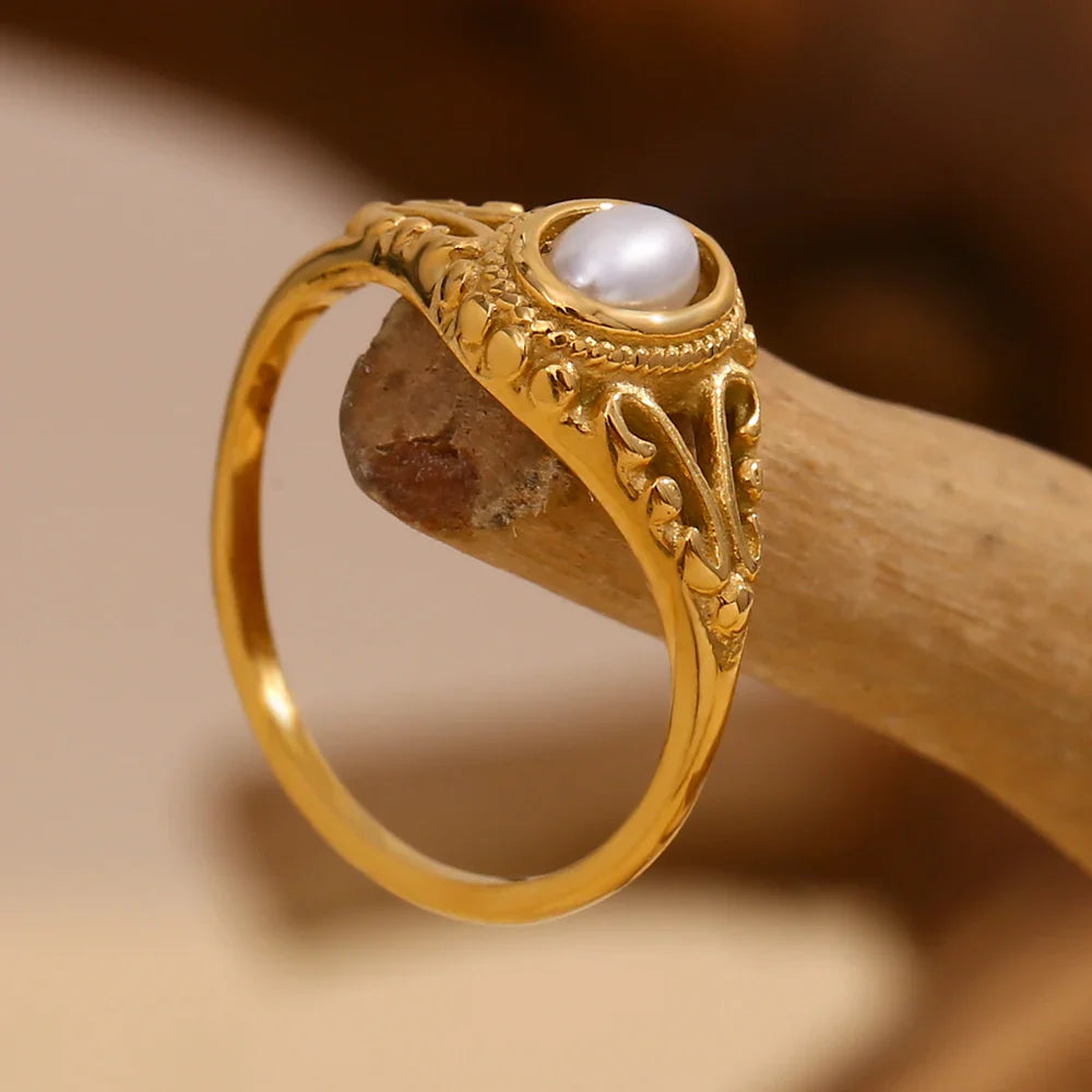 Anillo de Mujer de Estilo Vintage con Perla