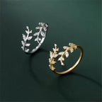 Anillo Hoja de Laurel en Circonio oro