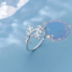 Anillo Hoja de Laurel en Circonio plata