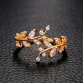Anillo Hoja de Laurel en Circonio Otoñal oro