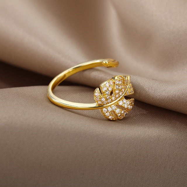 Anillo Hoja de Palma Oro