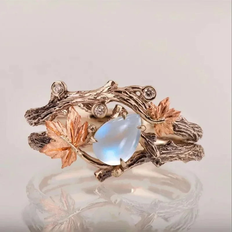 Anillo Hojas de Otoño con Perla