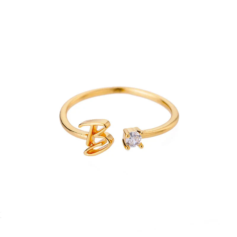 Bague fine pour femme avec initiale - lettre