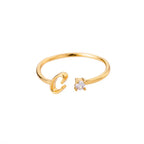 Bague fine pour femme avec initiale - lettre