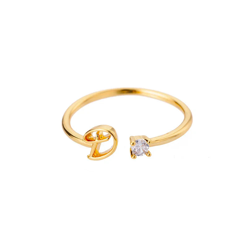 Bague fine pour femme avec initiale - lettre