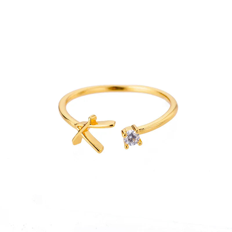 Bague fine pour femme avec initiale - lettre