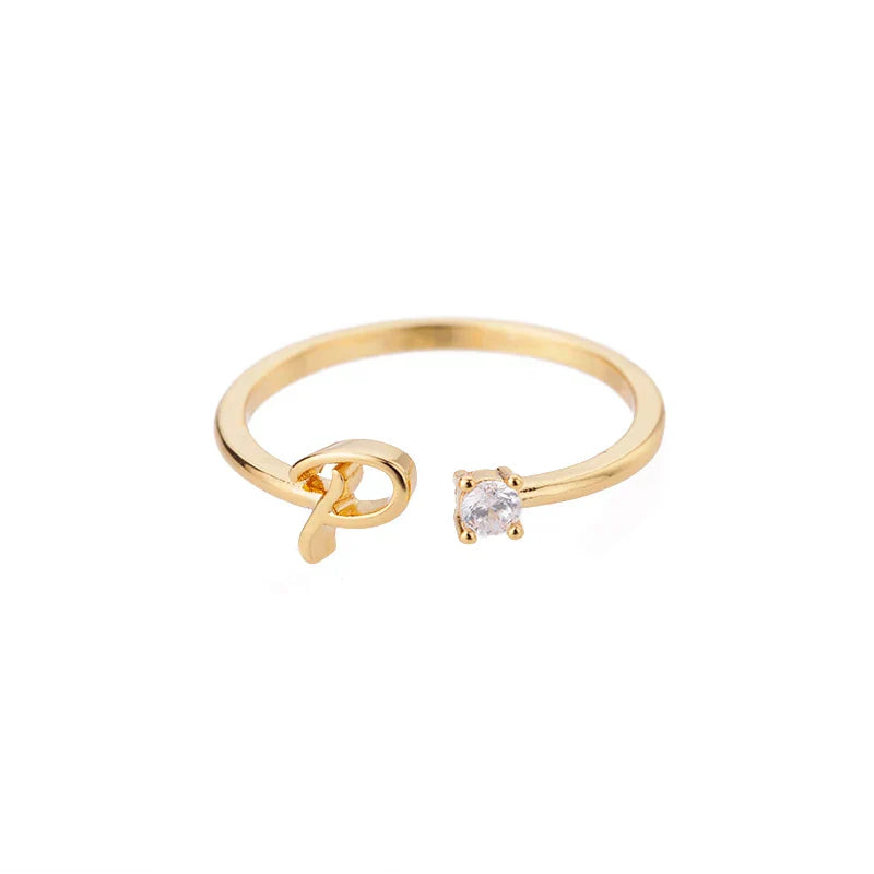 Bague fine pour femme avec initiale - lettre