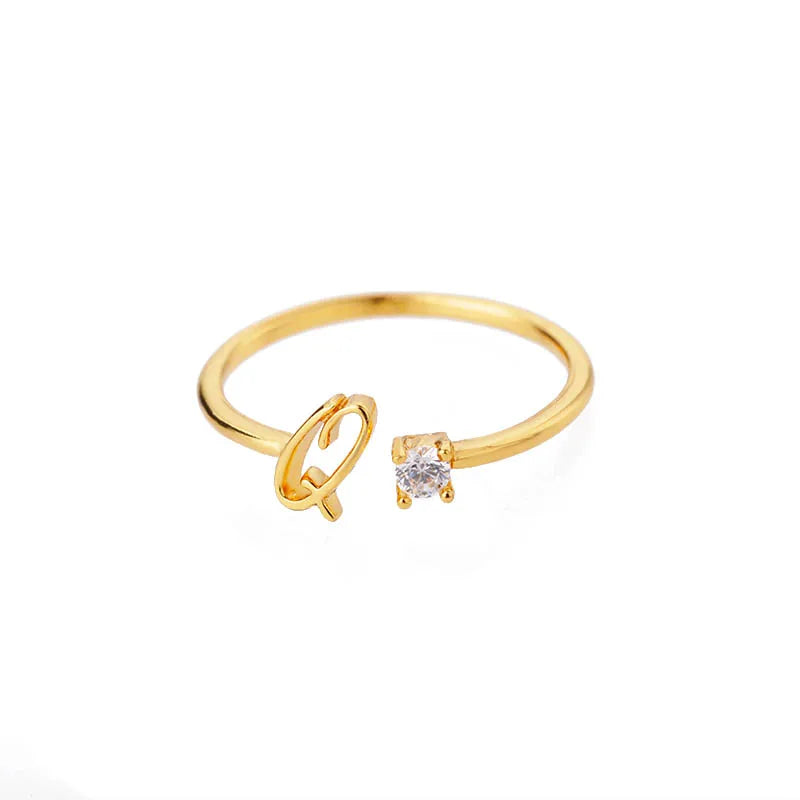 Bague fine pour femme avec initiale - lettre