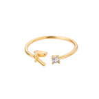 Bague fine pour femme avec initiale - lettre