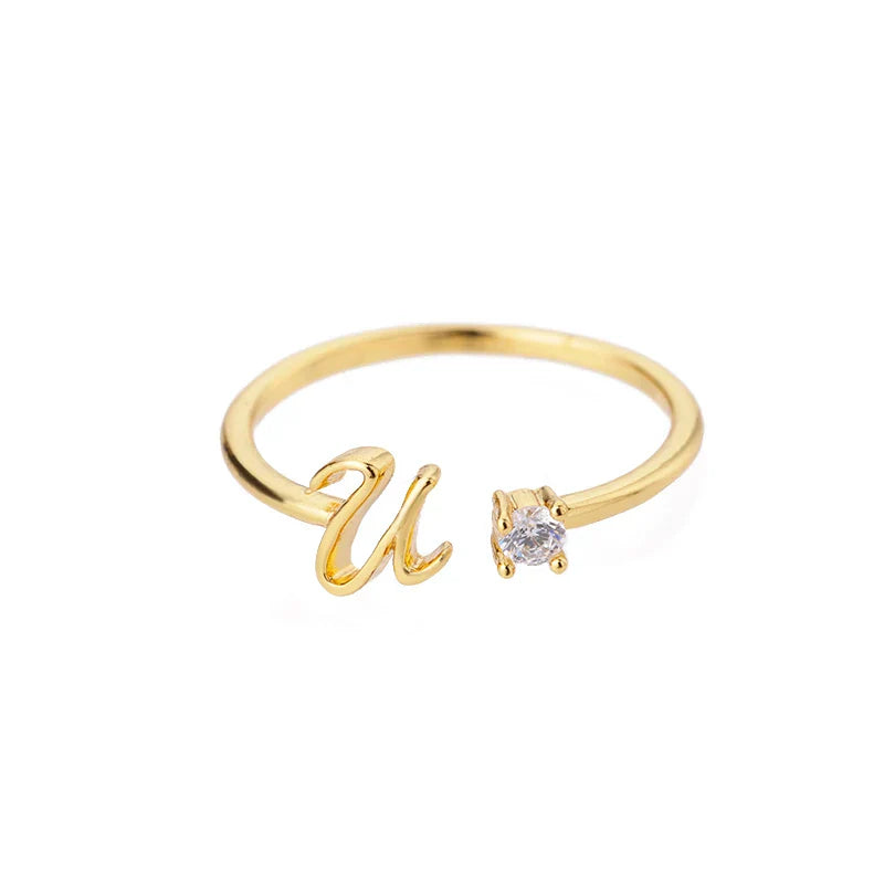 Bague fine pour femme avec initiale - lettre