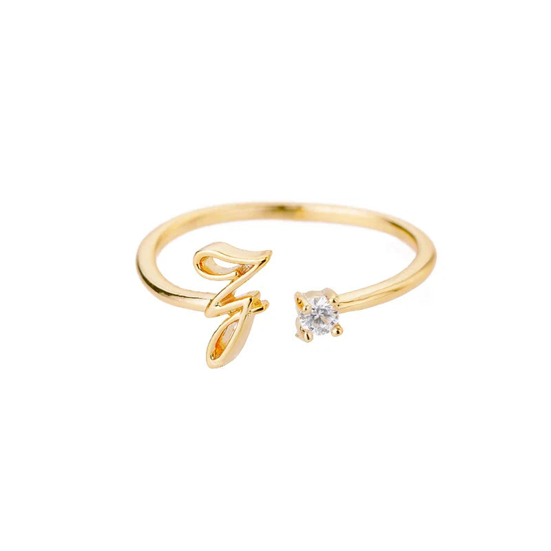 Bague fine pour femme avec initiale - lettre