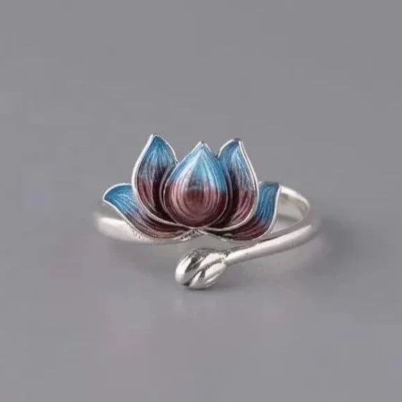 Anillo Flor de Loto Plateado