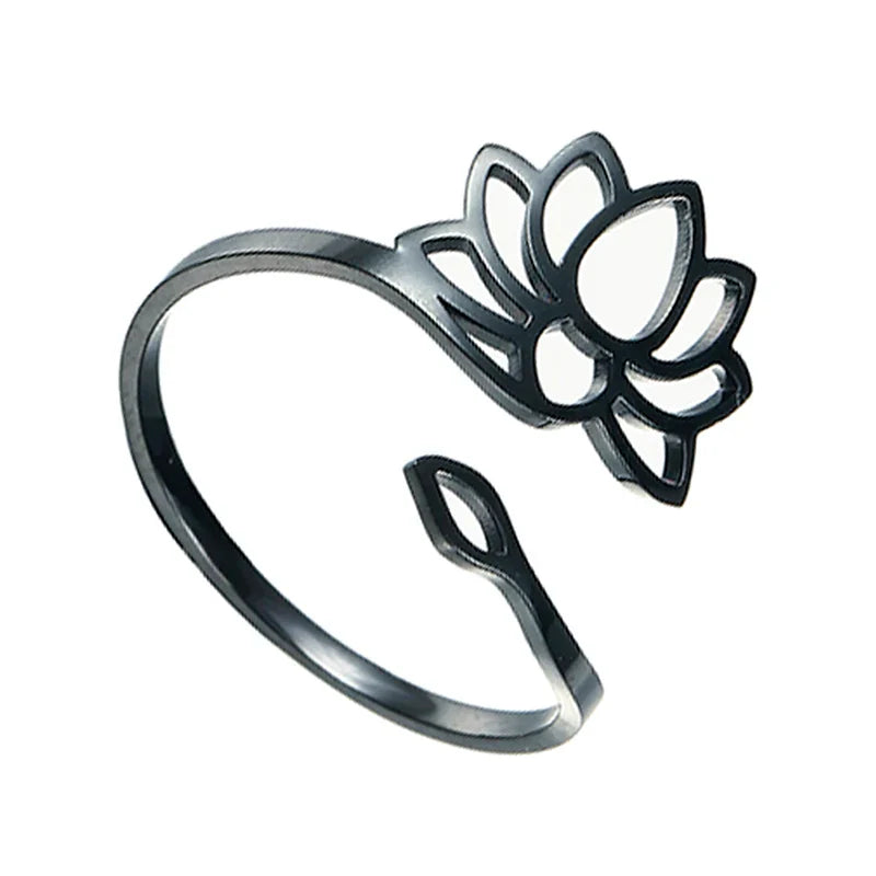 Anillo Flor de Loto Mujer negro