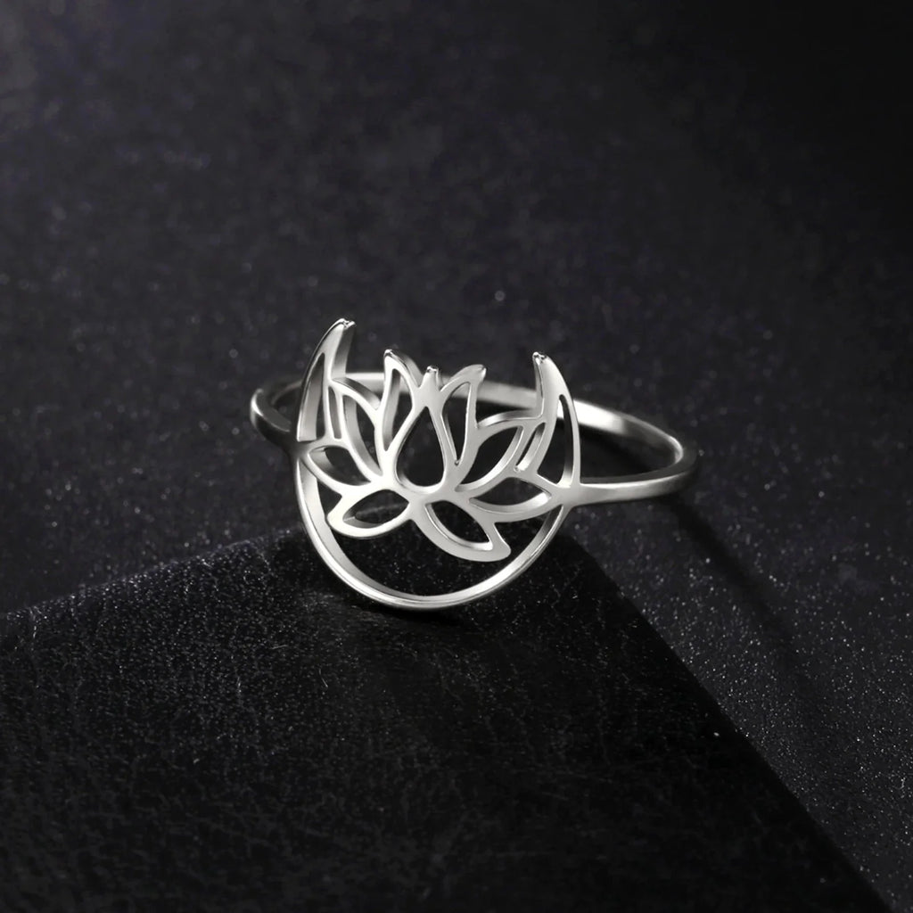 Anillo Flor de Loto Zen Mujer plata