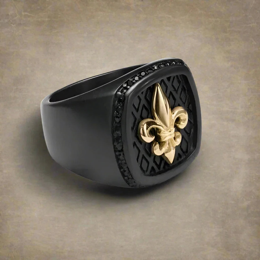 Anillo Flor de Lis Sello oro