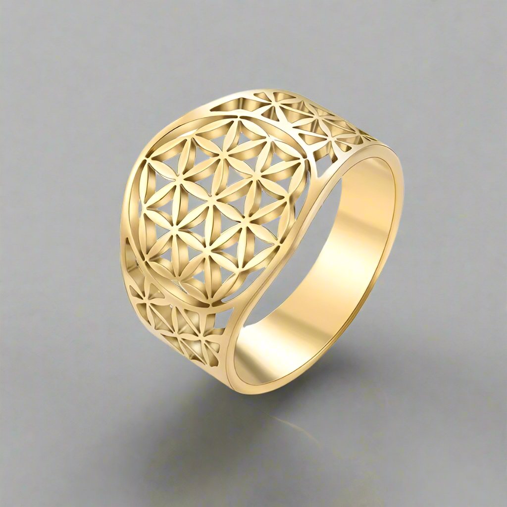 Anillo Flor de la Vida Anillo Mujer Oro