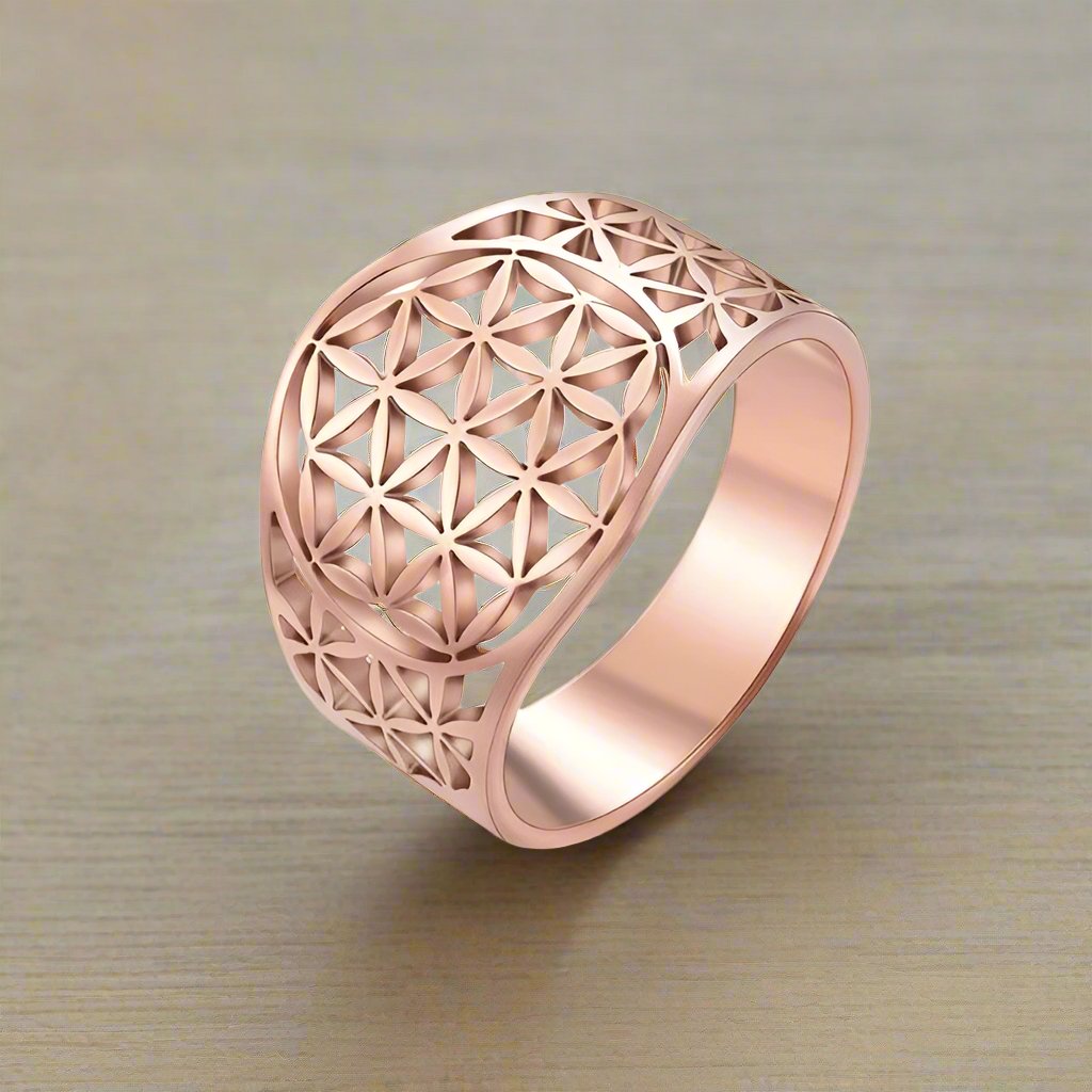 Anillo Flor de la Vida Anillo Mujer oro rosa
