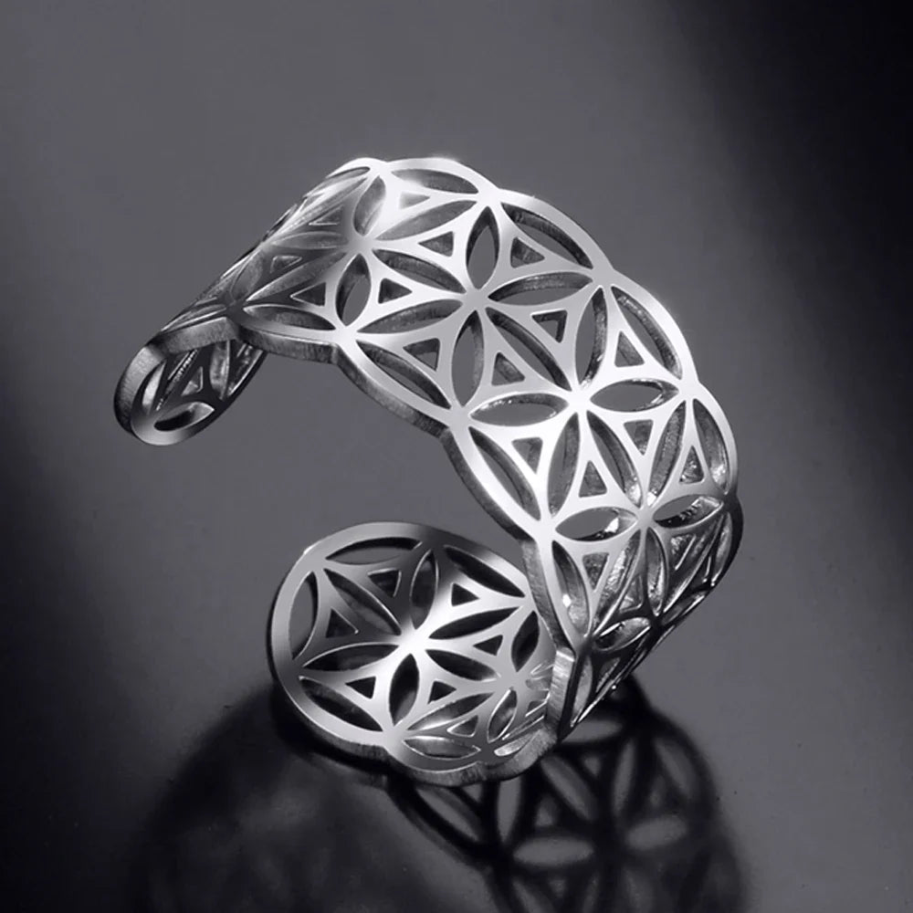 Anillo Flor de la Vida Mujer Anillo Mandala plata