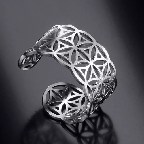 Anillo Flor de la Vida Mujer Anillo Mandala plata
