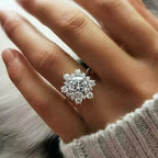 Anillo Copo de Nieve Mujer Invierno Plata Circonitas