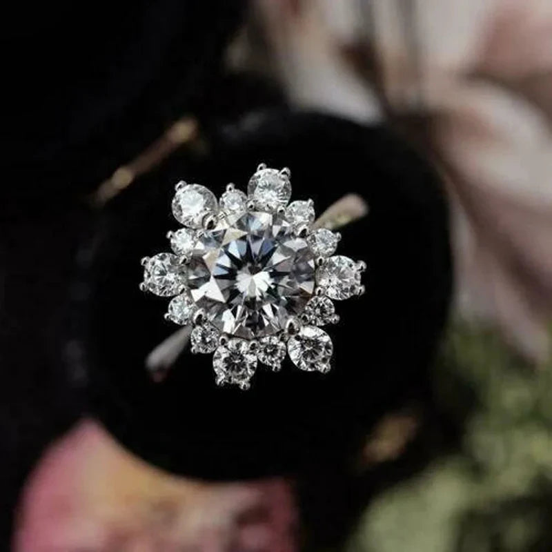 Anillo Copo de Nieve Mujer Invierno Plata Circonitas