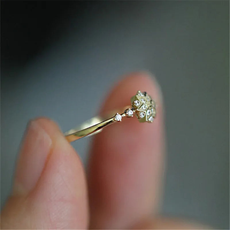 Anillo Copo de Nieve Mujer Invierno Oro