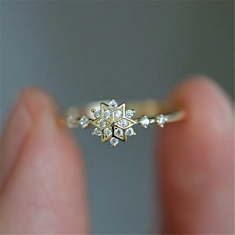 Anillo Copo de Nieve Mujer Invierno Oro