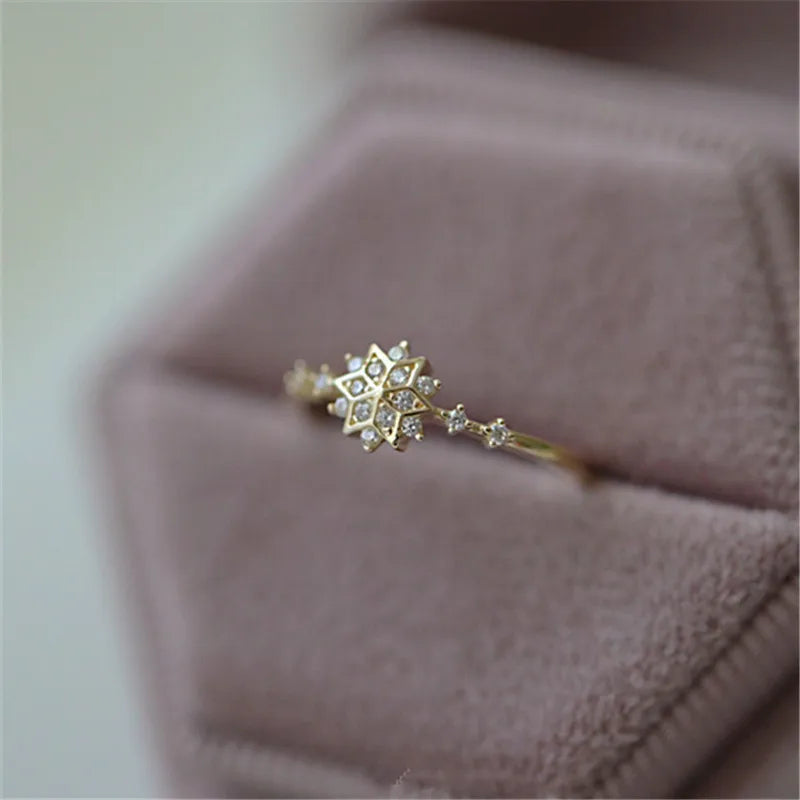 Anillo Copo de Nieve Mujer Invierno Oro