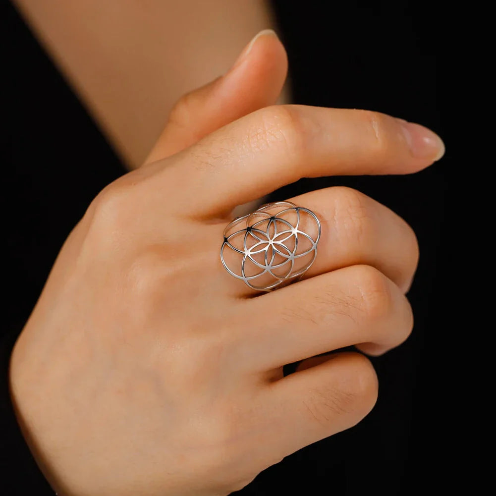 Anillo Semilla de Vida Mujer Anillo plata