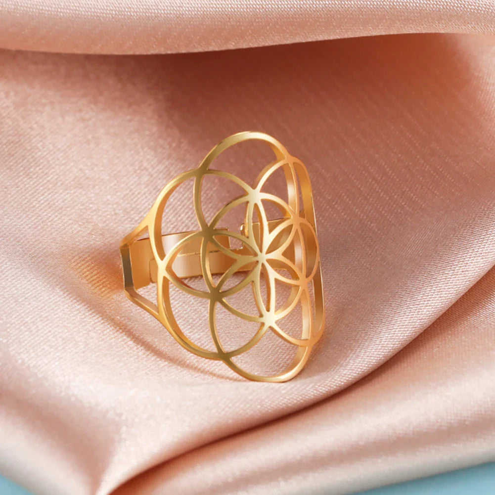Anillo Semilla de Vida Mujer Anillo oro