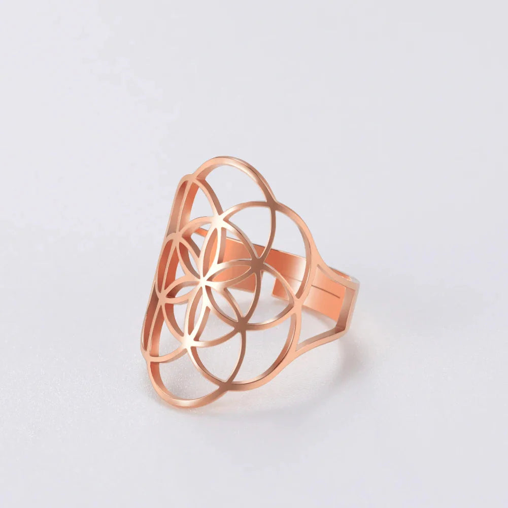 Anillo Semilla de Vida Mujer Anillo oro rosa