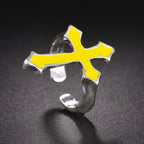Anillo Hombre Sello Cruz Cristiana amarillo