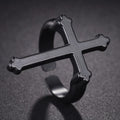 Anillo Hombre Sello Cruz Cristiana negro