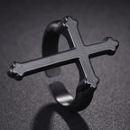 Anillo Hombre Sello Cruz Cristiana negro