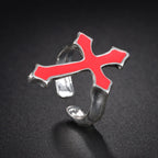 Anillo Hombre Sello Cruz Cristiana rojo