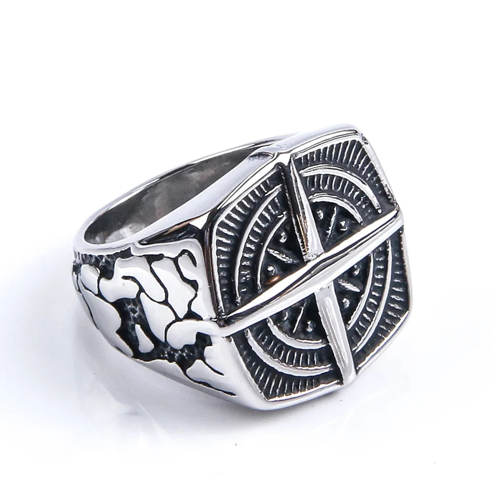 Anillo Hombre Brújula Rosa de los Vientos plata
