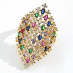 Bague large arc-en-ciel femme