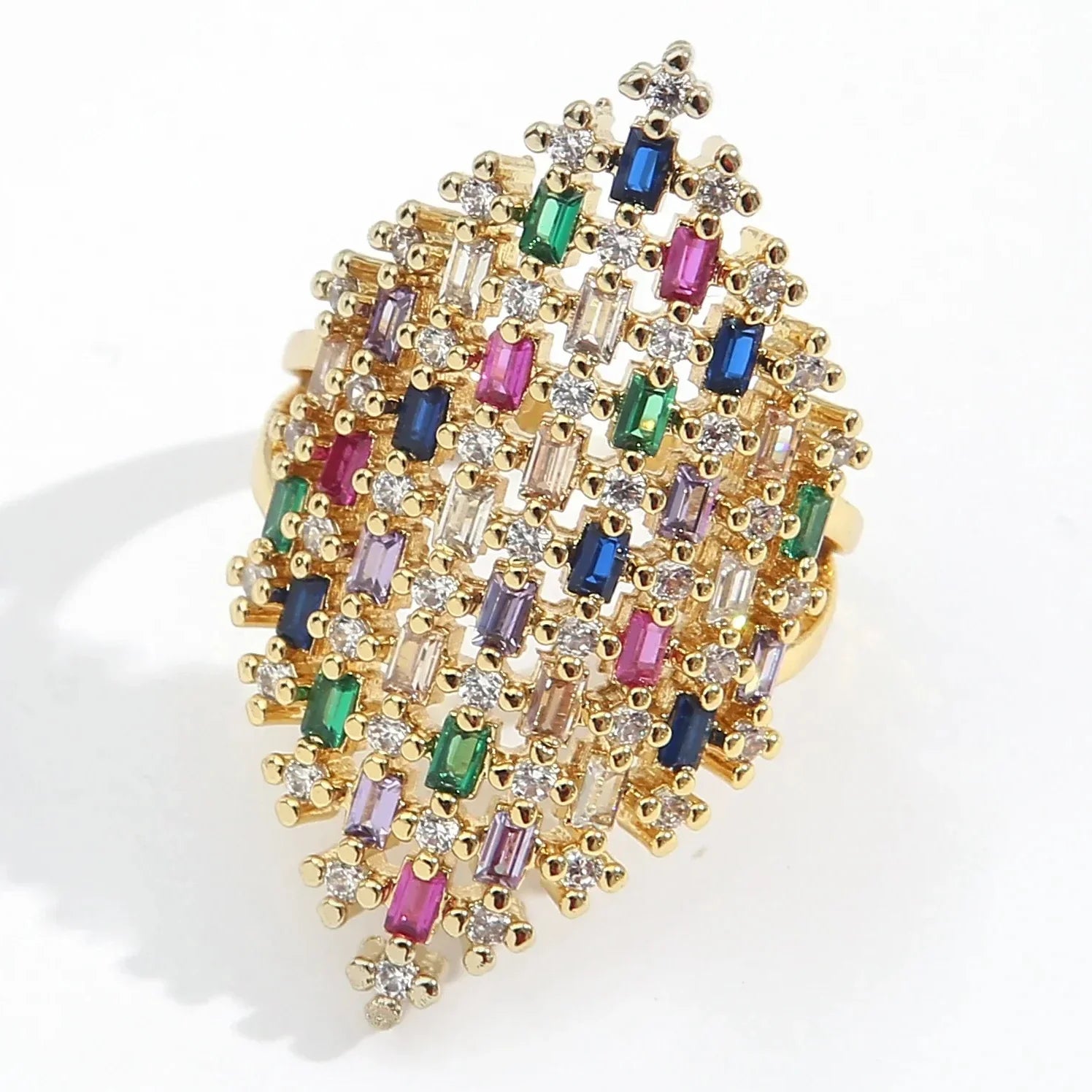 Bague large arc-en-ciel femme
