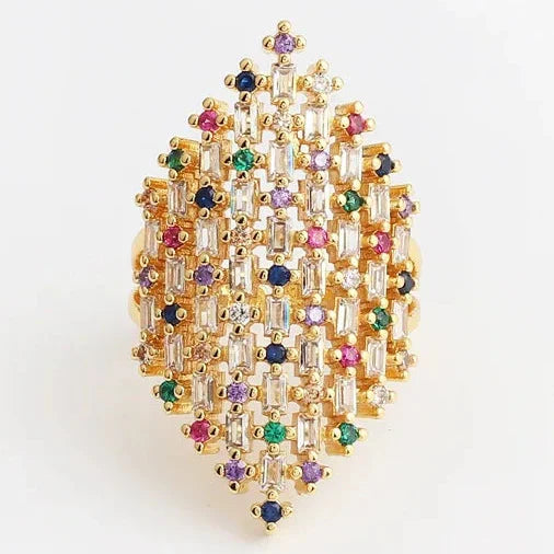 Bague large arc-en-ciel femme