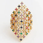 Bague large arc-en-ciel femme