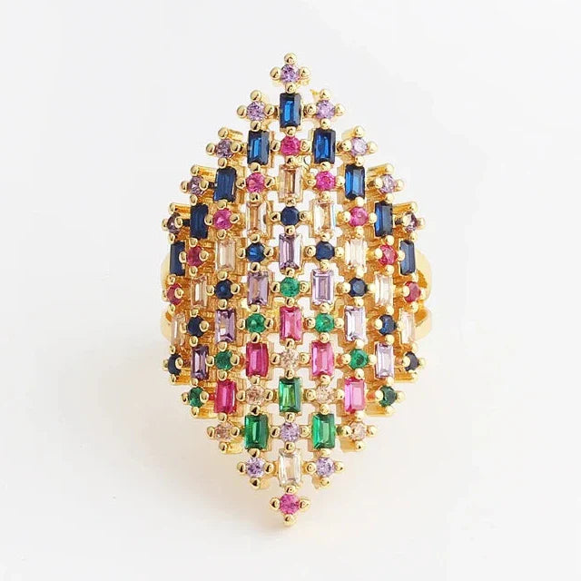 Bague large arc-en-ciel femme