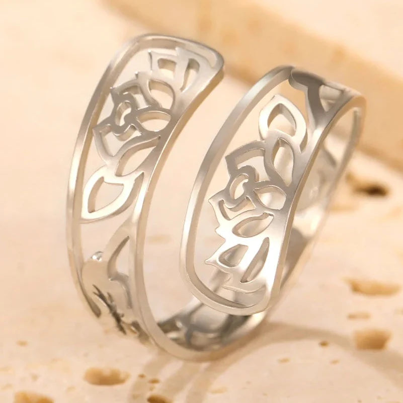 Anillo con Flores de Loto plata