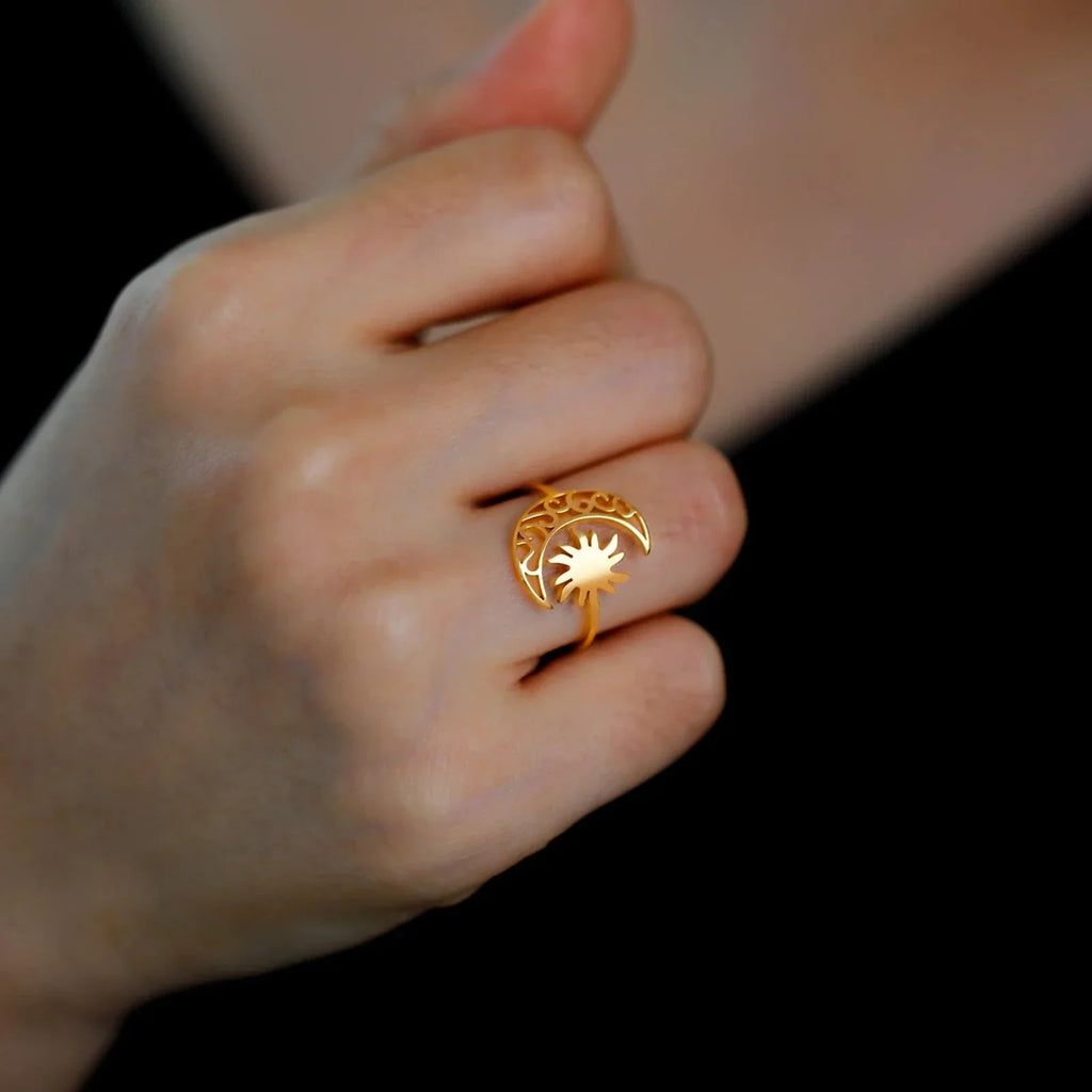 Anillo Luna y Sol oro