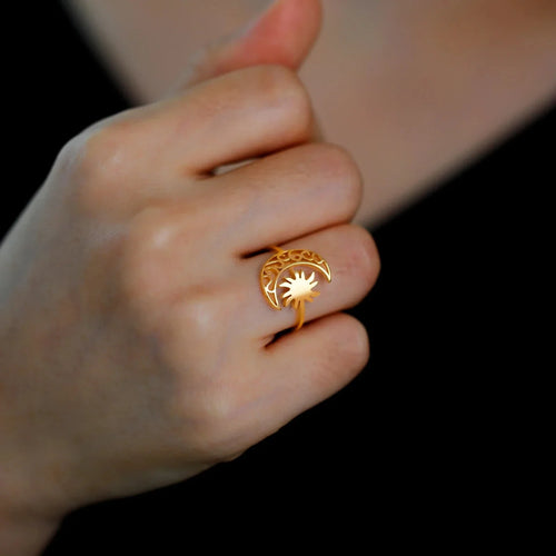 Anillo Luna y Sol oro