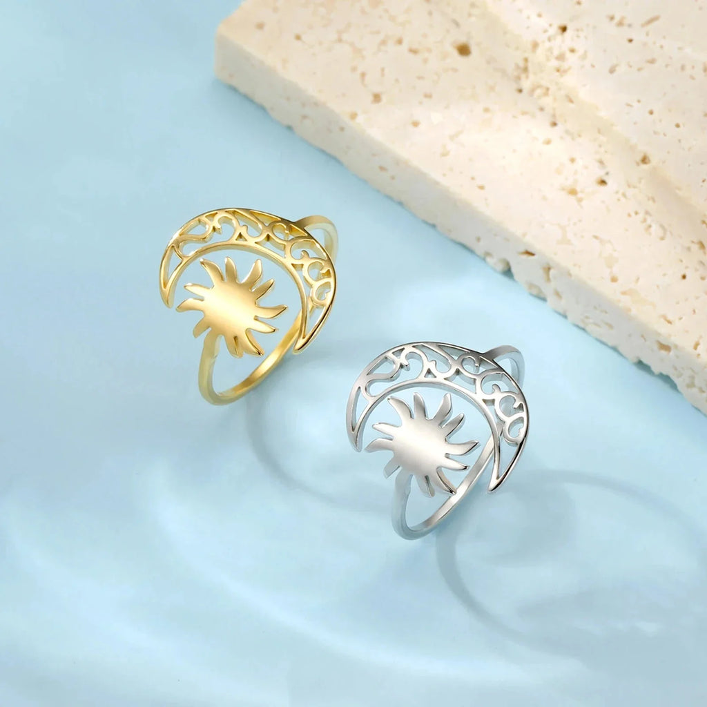 Anillo Luna y Sol plata